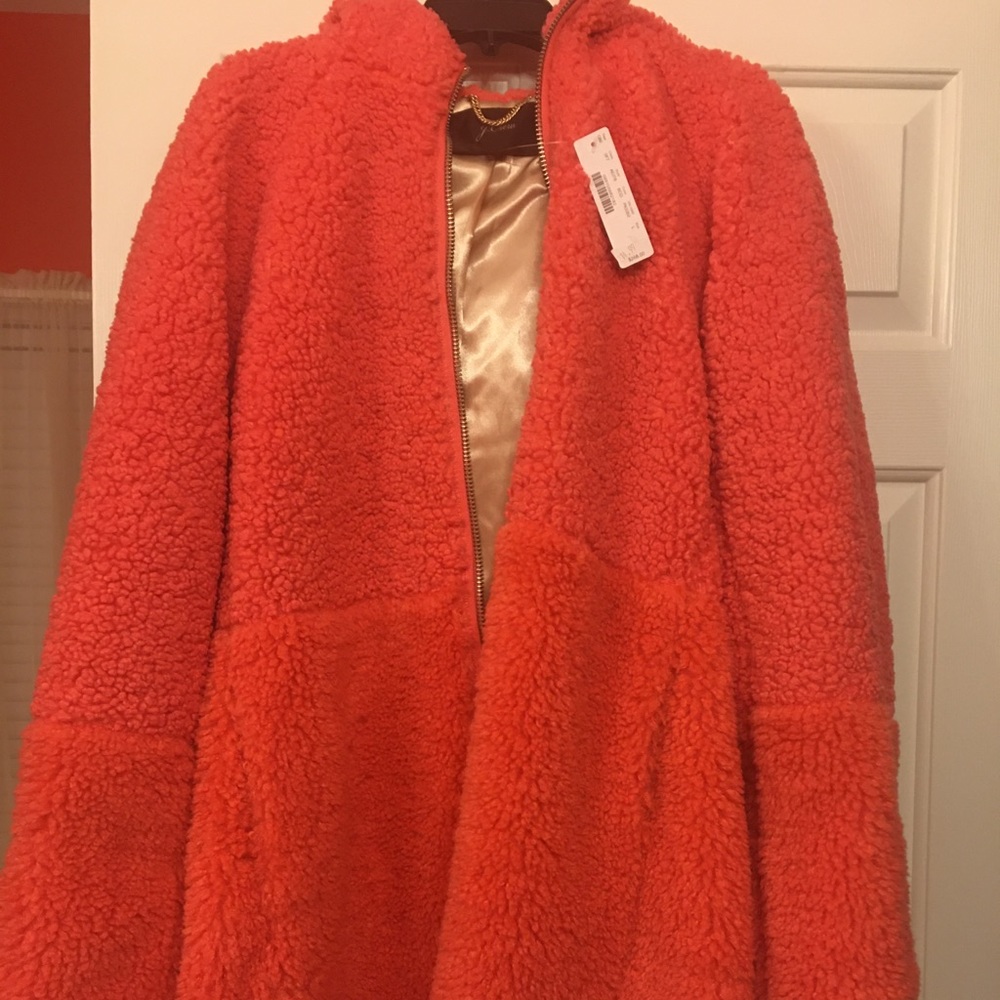 Pink/tangerine hooded coat